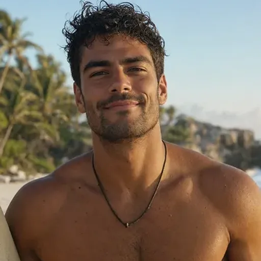 AI-generated portrait of Santiago, surf instructor