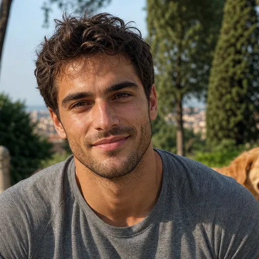 Ritratto di Matteo, proprietario di un cane, generato con IA
