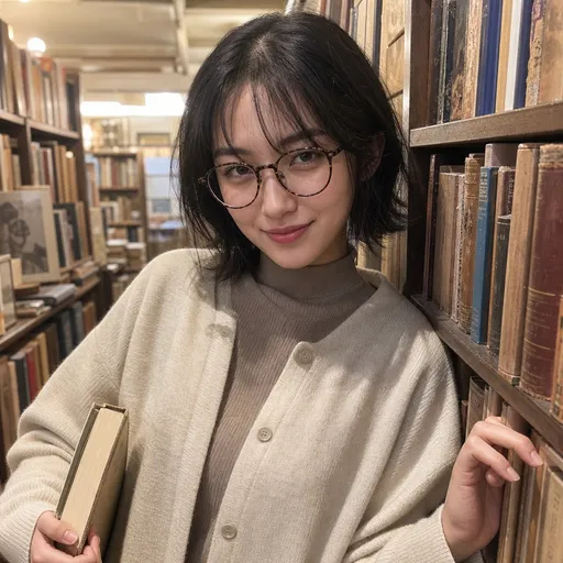 AI生成の栞さんのポートレート（古書店員）