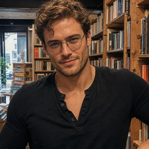 Portret van Thijs, promovendus letterkunde, met AI gemaakt