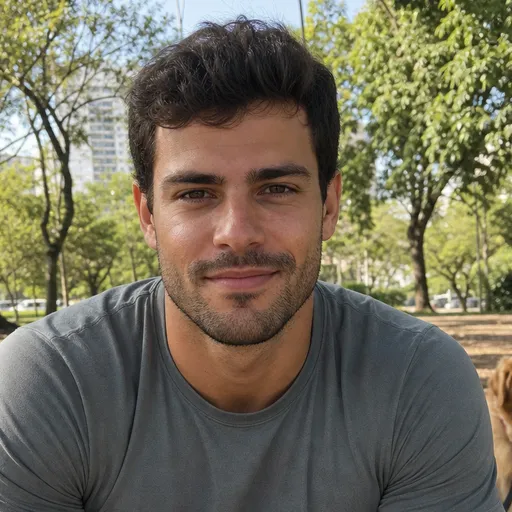 Retrato de Lucas, dono de cachorro, gerado com IA