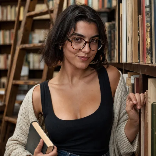 Inês, livreira, retrato gerado por IA