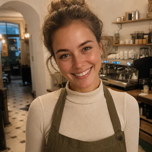 Lucia, baristka, portrét vytvorený AI